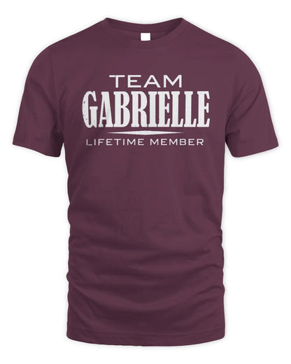 GABRIELLE BL62-K4-128 - Personalized “Team NAME Lifetime Member” - Unisex Standard T-Shirt - Maroon
