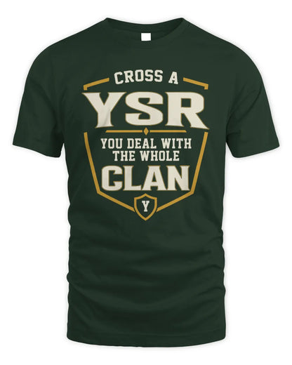 YSR NT1-K008 Cross A/An NAME, You Deal With the Whole Clan | Personalized Vintage T-Shirt - Unisex Standard T-Shirt - Forest Green