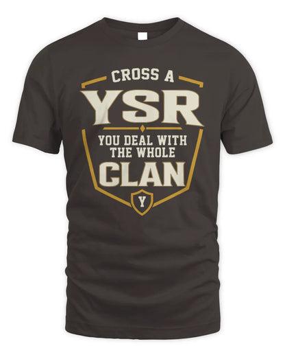 YSR NT1-K008 Cross A/An NAME, You Deal With the Whole Clan | Personalized Vintage T-Shirt - Unisex Standard T-Shirt - Dark Chocolate