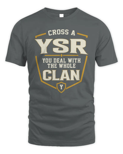YSR NT1-K008 Cross A/An NAME, You Deal With the Whole Clan | Personalized Vintage T-Shirt - Unisex Standard T-Shirt - Charcoal