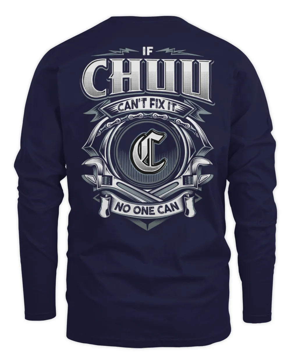 CHUU AP81-K4-626 - Personalized Ahmed Quote Apparel “If Ahmed Can't Fix It, No One Can” - Men's Long Sleeved T-Shirt - Navy
