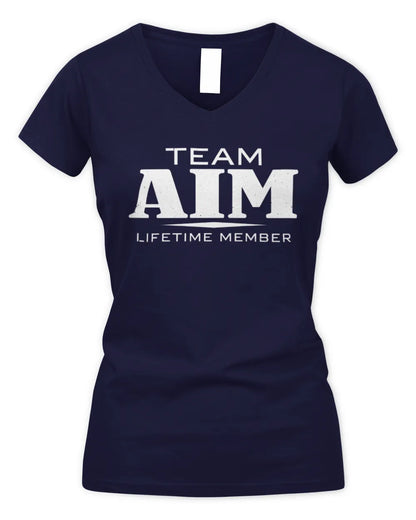 AIM BL62-K4-128 - Personalized “Team NAME Lifetime Member” - Women's V-Neck T-Shirt - Navy