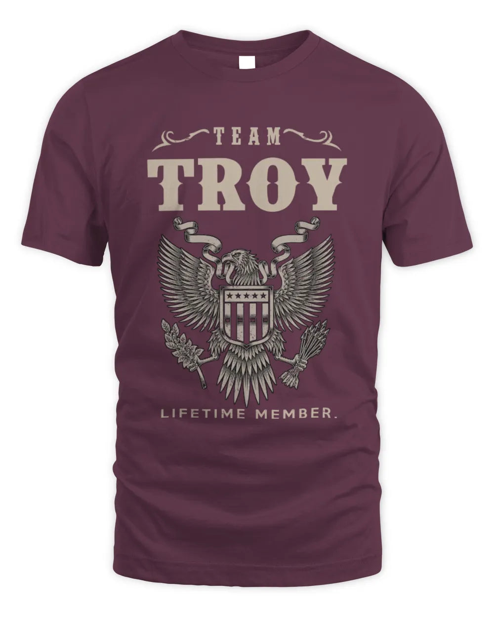 TROY TP06-K82 – Personalized Classic Style Apparel “Team NAME Lifetime Member” - Unisex Standard T-Shirt - Maroon