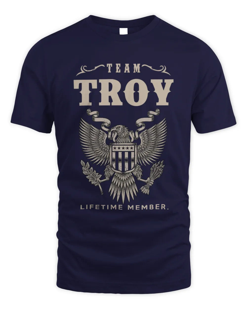 TROY TP06-K82 – Personalized Classic Style Apparel “Team NAME Lifetime Member” - Unisex Standard T-Shirt - Navy
