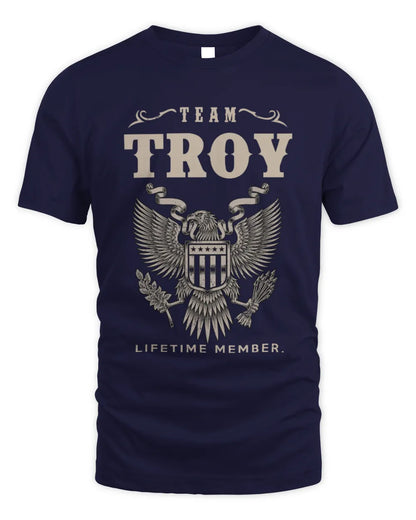 TROY TP06-K82 – Personalized Classic Style Apparel “Team NAME Lifetime Member” - Unisex Standard T-Shirt - Navy
