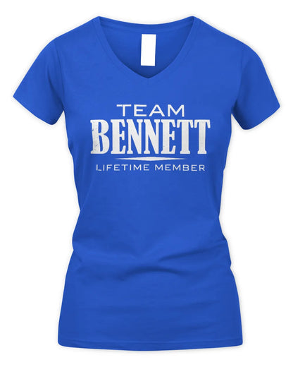 BENNETT BL62-K4-128 - Personalized “Team NAME Lifetime Member” - Women's V-Neck T-Shirt - Royal