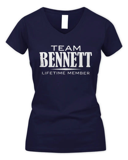 BENNETT BL62-K4-128 - Personalized “Team NAME Lifetime Member” - Women's V-Neck T-Shirt - Navy