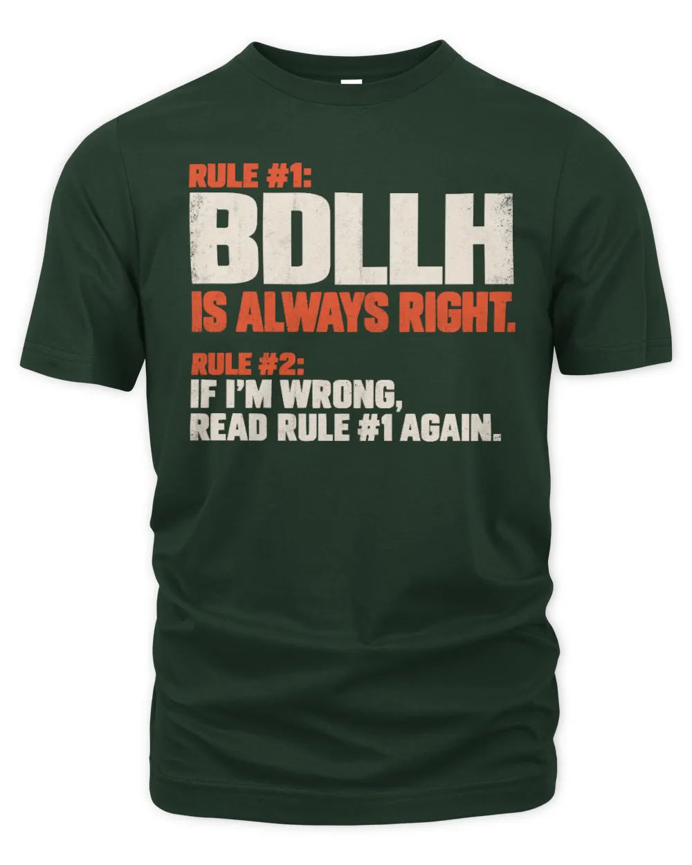 BDLLH NP1-H006 - Always Right Personalized Name T-Shirt – Funny Custom Name Shirt - Unisex Standard T-Shirt - Forest Green