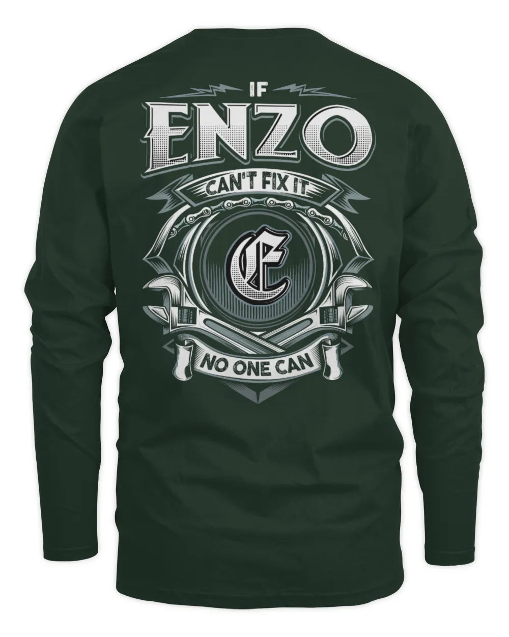 ENZO AP81-K4-626 - Personalized Ahmed Quote Apparel “If Ahmed Can't Fix It, No One Can” - Men's Long Sleeved T-Shirt - Forest Green