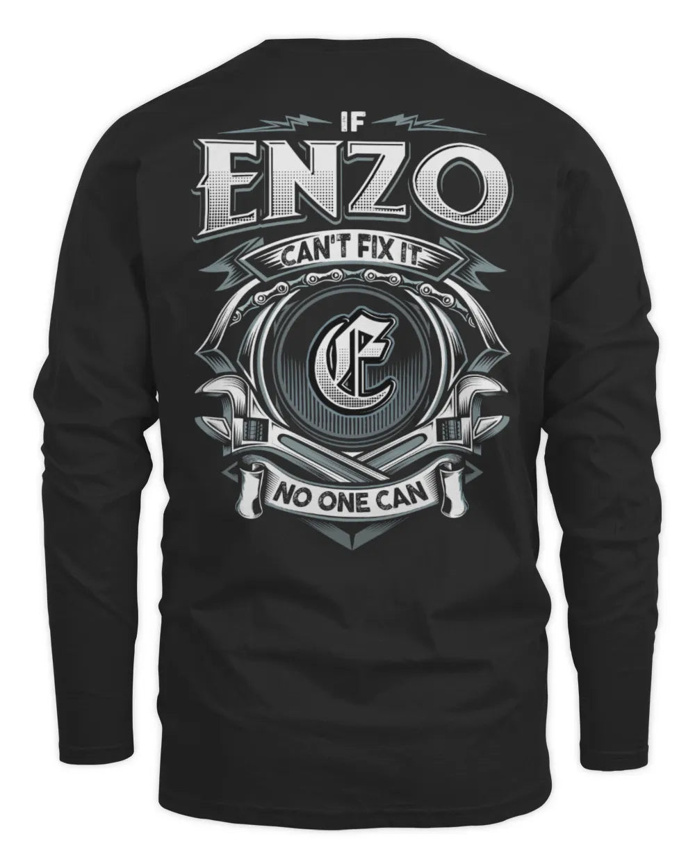 ENZO AP81-K4-626 - Personalized Ahmed Quote Apparel “If Ahmed Can't Fix It, No One Can” - Men's Long Sleeved T-Shirt - Black
