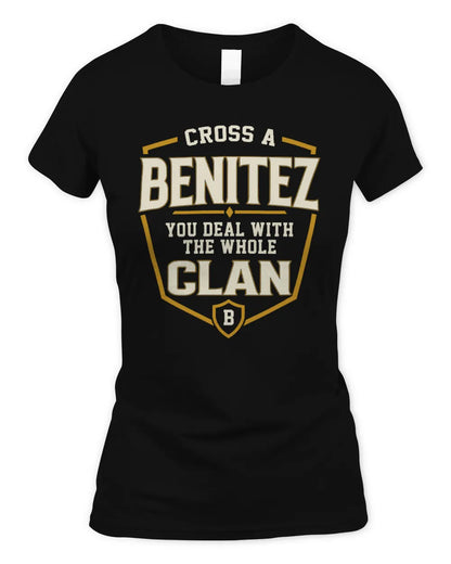BENITEZ NT1-K008 Cross A/An NAME, You Deal With the Whole Clan | Personalized Vintage T-Shirt - Women's Standard T-Shirt - Black