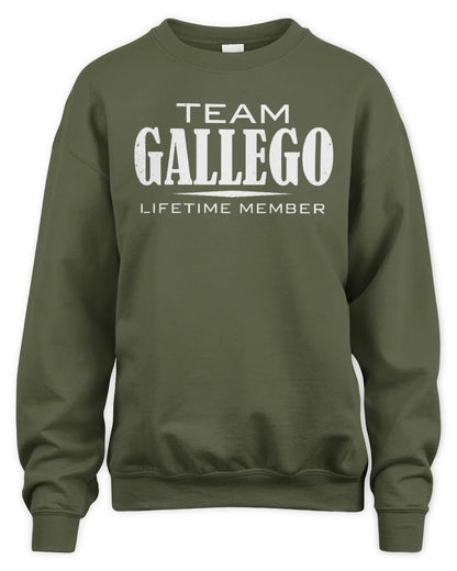 GALLEGO BL62-K4-128 - Personalized “Team NAME Lifetime Member” - Unisex Sweatshirt - Military Green