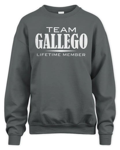 GALLEGO BL62-K4-128 - Personalized “Team NAME Lifetime Member” - Unisex Sweatshirt - Charcoal