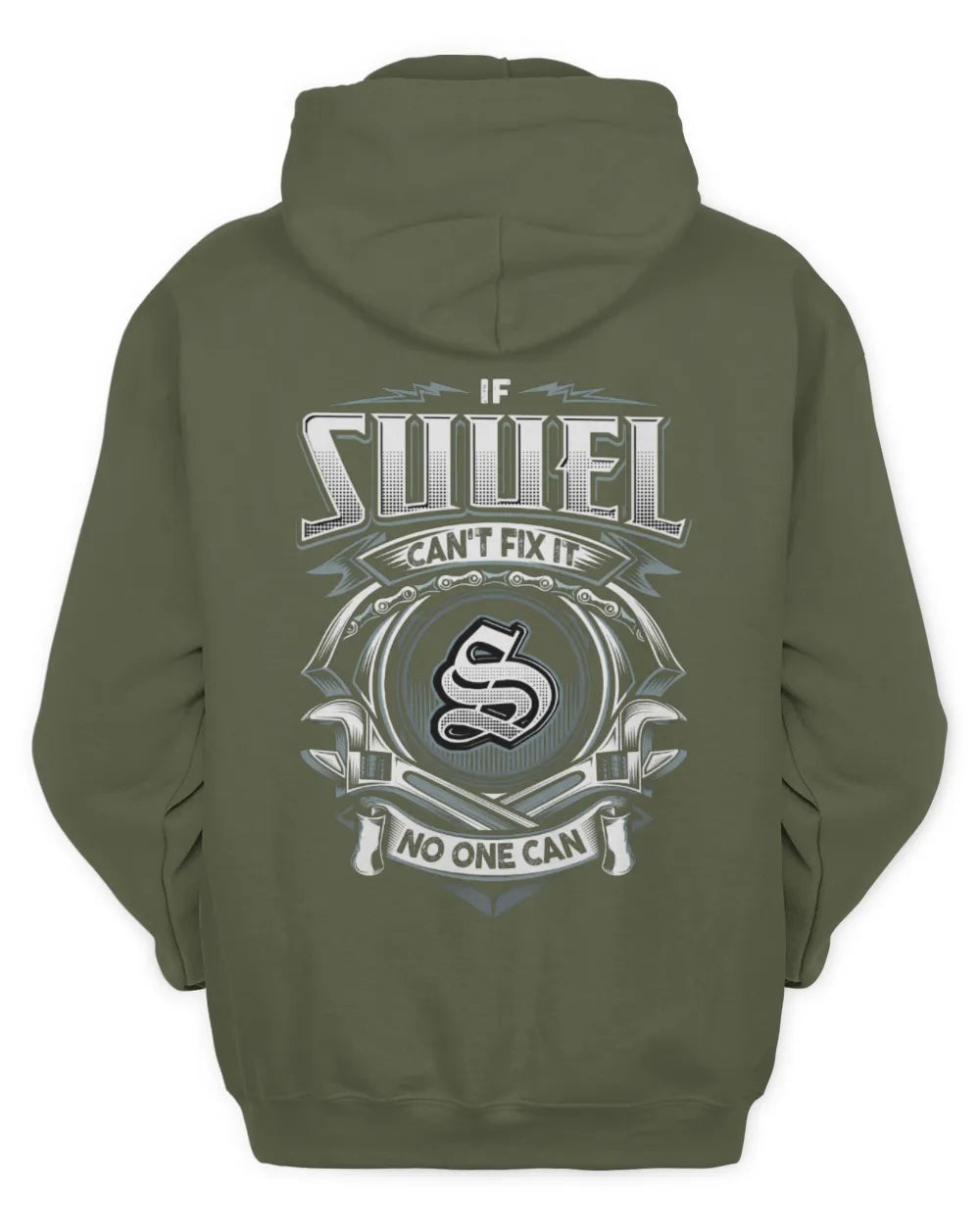 SUUEL AP81-K4-626 - Personalized Ahmed Quote Apparel “If Ahmed Can't Fix It, No One Can” - Unisex Hoodie - Military Green