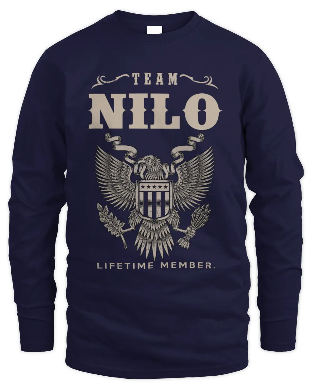 NILO TP06-K82 – Personalized Classic Style Apparel “Team NAME Lifetime Member” - Men's Long Sleeved T-Shirt - Navy