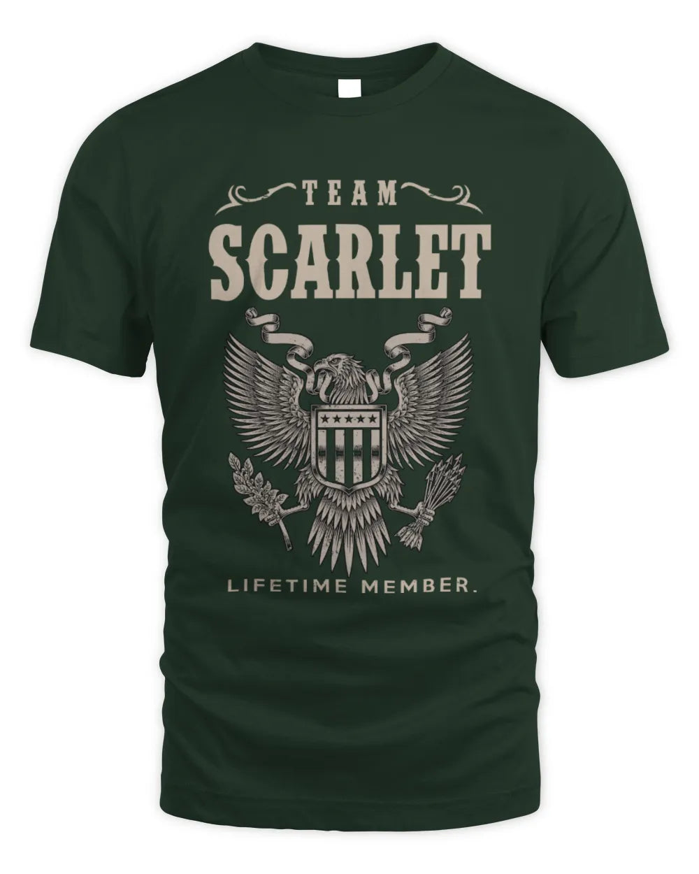 SCARLET TP06-K82 – Personalized Classic Style Apparel “Team NAME Lifetime Member” - Unisex Standard T-Shirt - Forest Green