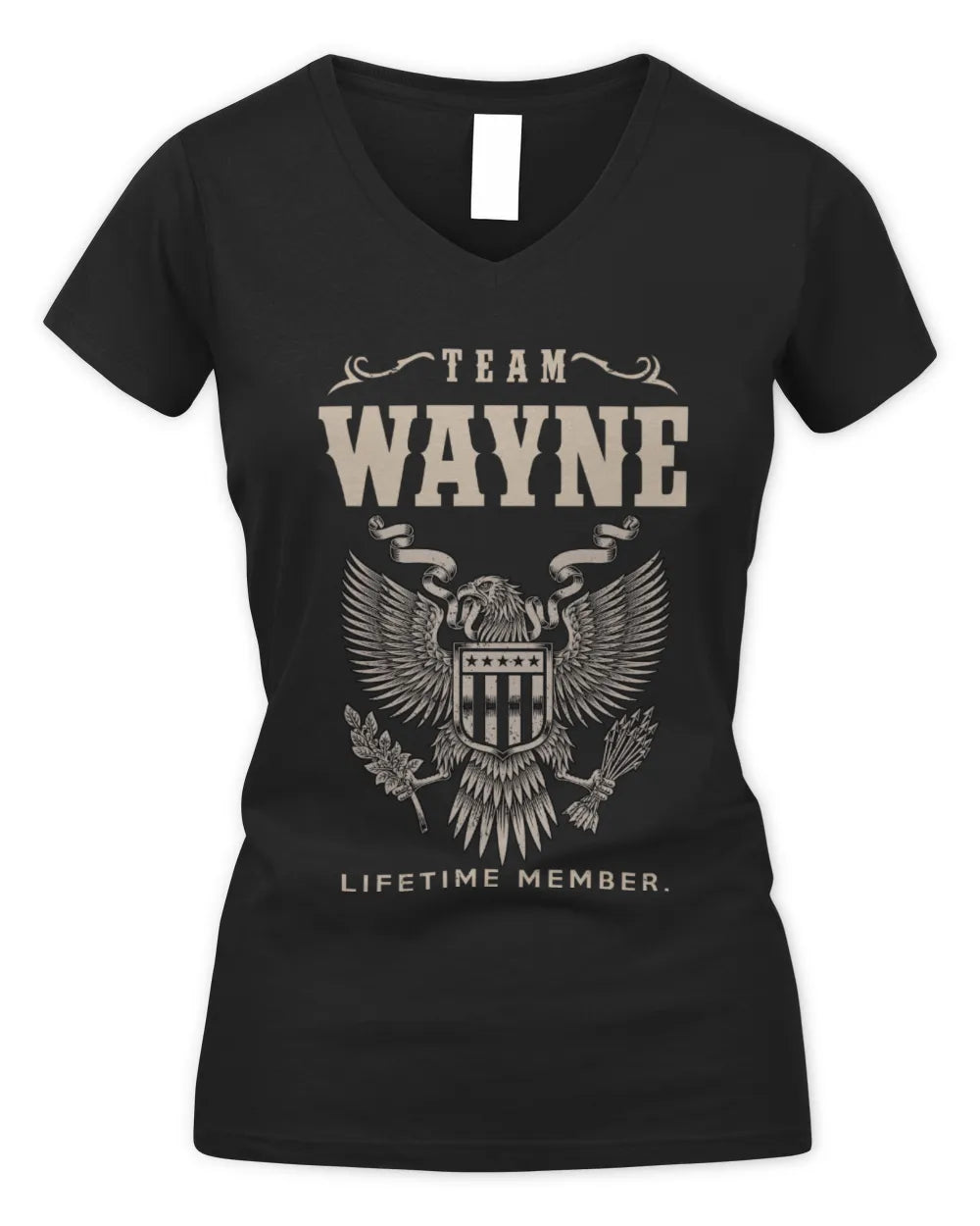 WAYNE TP06-K82 – Personalized Classic Style Apparel “Team NAME Lifetime Member” - Women's V-Neck T-Shirt - Black