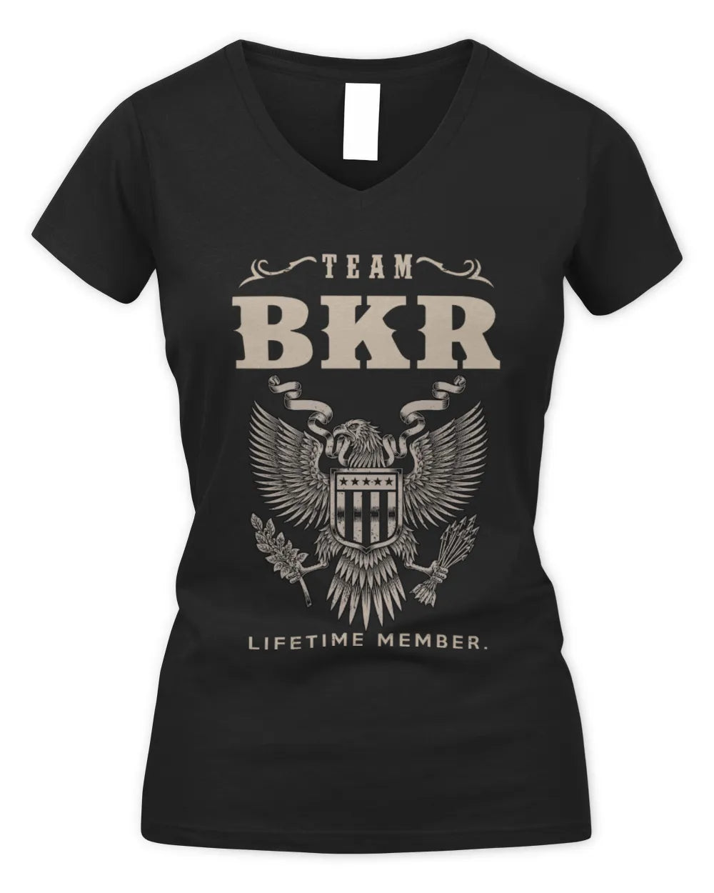BKR TP06-K82 – Personalized Classic Style Apparel “Team NAME Lifetime Member” - Women's V-Neck T-Shirt - Black