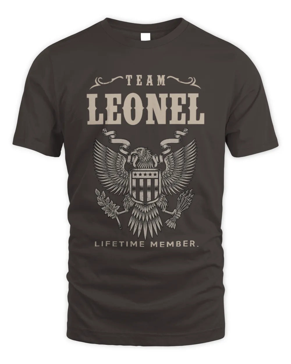 LEONEL TP06-K82 – Personalized Classic Style Apparel “Team NAME Lifetime Member” - Unisex Standard T-Shirt - Dark Chocolate