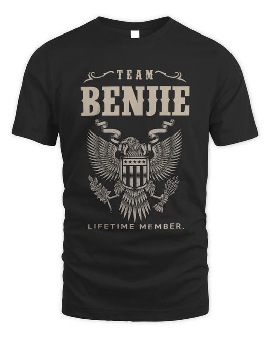 BENJIE TP06-K82 – Personalized Classic Style Apparel “Team NAME Lifetime Member” - Unisex Standard T-Shirt - Black