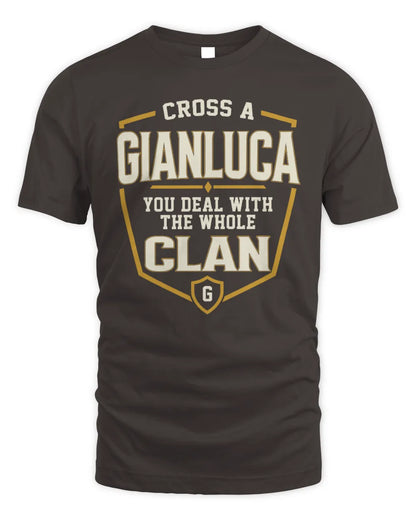 GIANLUCA NT1-K008 Cross A/An NAME, You Deal With the Whole Clan | Personalized Vintage T-Shirt - Unisex Standard T-Shirt - Dark Chocolate