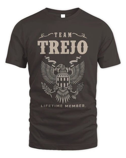 TREJO TP06-K82 – Personalized Classic Style Apparel “Team NAME Lifetime Member” - Unisex Standard T-Shirt - Dark Chocolate