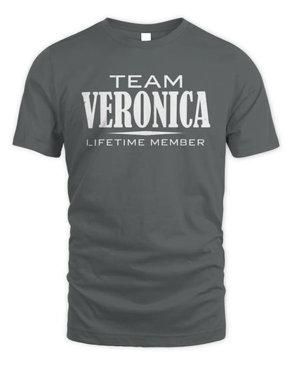 VERONICA BL62-K4-128 - Personalized “Team NAME Lifetime Member” - Unisex Standard T-Shirt - Charcoal