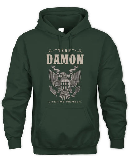 DAMON TP06-K82 – Personalized Classic Style Apparel “Team NAME Lifetime Member” - Unisex Hoodie - Forest Green