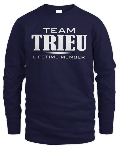 TRIEU BL62-K4-128 - Personalized “Team NAME Lifetime Member” - Men's Long Sleeved T-Shirt - Navy