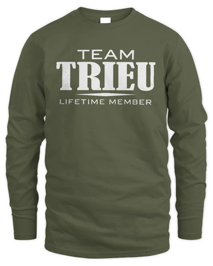 TRIEU BL62-K4-128 - Personalized “Team NAME Lifetime Member” - Men's Long Sleeved T-Shirt - Military Green