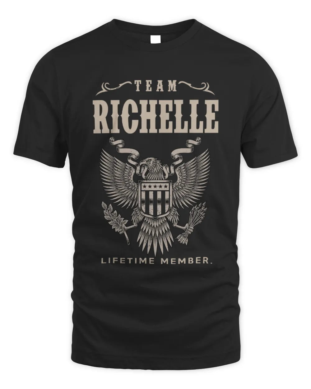 RICHELLE TP06-K82 – Personalized Classic Style Apparel “Team NAME Lifetime Member” - Unisex Standard T-Shirt - Black