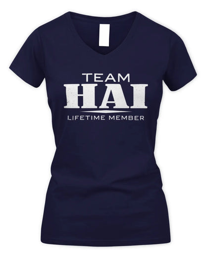 HAI BL62-K4-128 - Personalized “Team NAME Lifetime Member” - Women's V-Neck T-Shirt - Navy