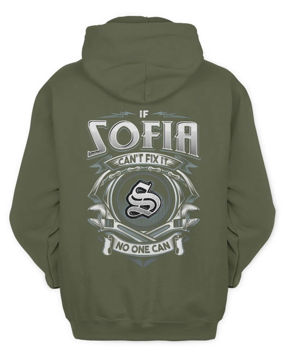 SOFIA AP81-K4-626 - Personalized Ahmed Quote Apparel “If Ahmed Can't Fix It, No One Can” - Unisex Hoodie - Military Green