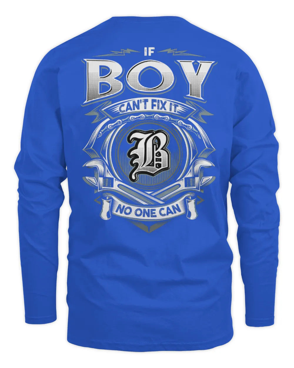 BOY AP81-K4-626 - Personalized Ahmed Quote Apparel “If Ahmed Can't Fix It, No One Can” - Men's Long Sleeved T-Shirt - Royal