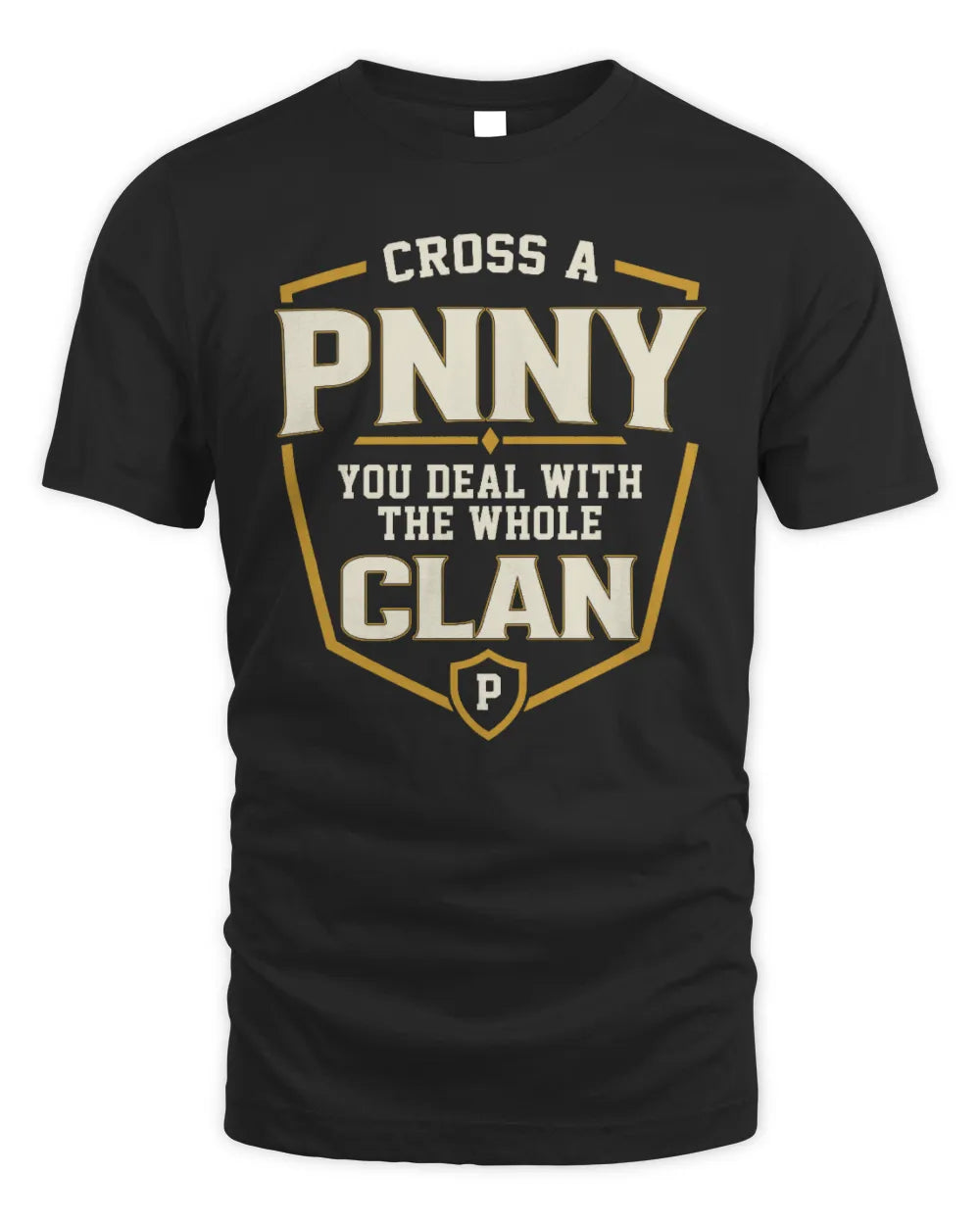 PNNY NT1-K008 Cross A/An NAME, You Deal With the Whole Clan | Personalized Vintage T-Shirt - Unisex Standard T-Shirt - Black