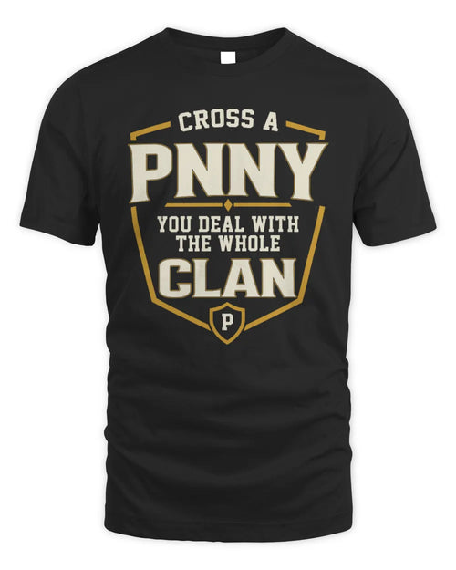 PNNY NT1-K008 Cross A/An NAME, You Deal With the Whole Clan | Personalized Vintage T-Shirt - Unisex Standard T-Shirt - Black