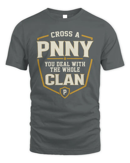 PNNY NT1-K008 Cross A/An NAME, You Deal With the Whole Clan | Personalized Vintage T-Shirt - Unisex Standard T-Shirt - Charcoal