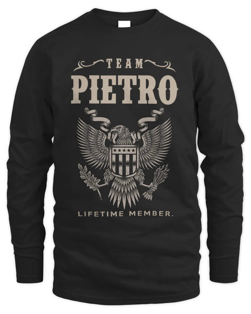 PIETRO TP06-K82 – Personalized Classic Style Apparel “Team NAME Lifetime Member” - Men's Long Sleeved T-Shirt - Black