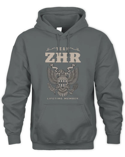ZHR TP06-K82 – Personalized Classic Style Apparel “Team NAME Lifetime Member” - Unisex Hoodie - Charcoal