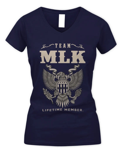 MLK TP06-K82 – Personalized Classic Style Apparel “Team NAME Lifetime Member” - Women's V-Neck T-Shirt - Navy