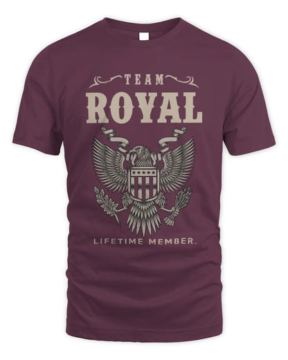 ROYAL TP06-K82 – Personalized Classic Style Apparel “Team NAME Lifetime Member” - Unisex Standard T-Shirt - Maroon