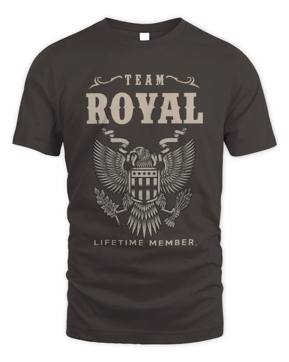 ROYAL TP06-K82 – Personalized Classic Style Apparel “Team NAME Lifetime Member” - Unisex Standard T-Shirt - Dark Chocolate