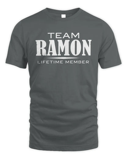 RAMON BL62-K4-128 - Personalized “Team NAME Lifetime Member” - Unisex Standard T-Shirt - Charcoal