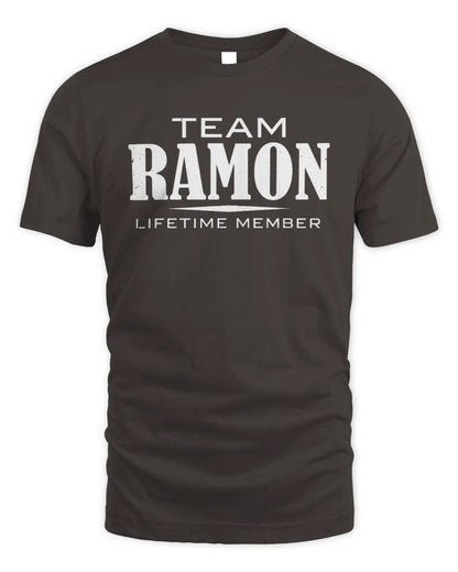 RAMON BL62-K4-128 - Personalized “Team NAME Lifetime Member” - Unisex Standard T-Shirt - Dark Chocolate