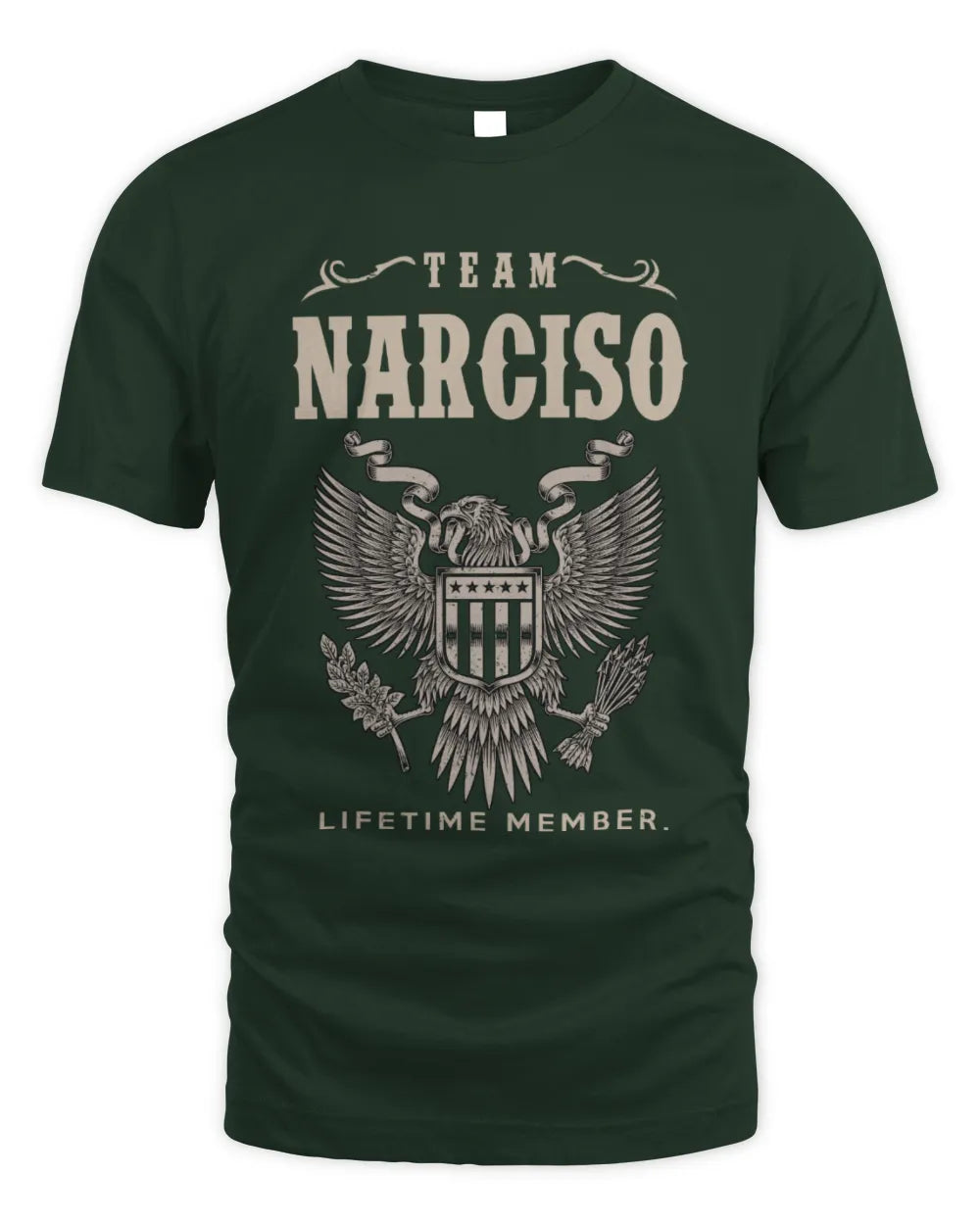 NARCISO TP06-K82 – Personalized Classic Style Apparel “Team NAME Lifetime Member” - Unisex Standard T-Shirt - Forest Green