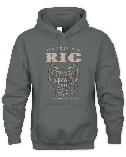 RIC TP06-K82 – Personalized Classic Style Apparel “Team NAME Lifetime Member” - Unisex Hoodie - Charcoal