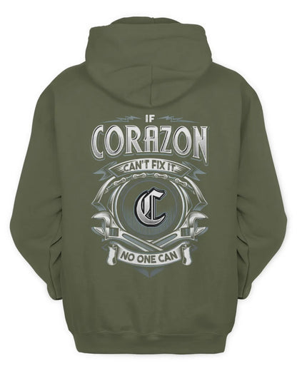 CORAZON AP81-K4-626 - Personalized Ahmed Quote Apparel “If Ahmed Can't Fix It, No One Can” - Unisex Hoodie - Military Green