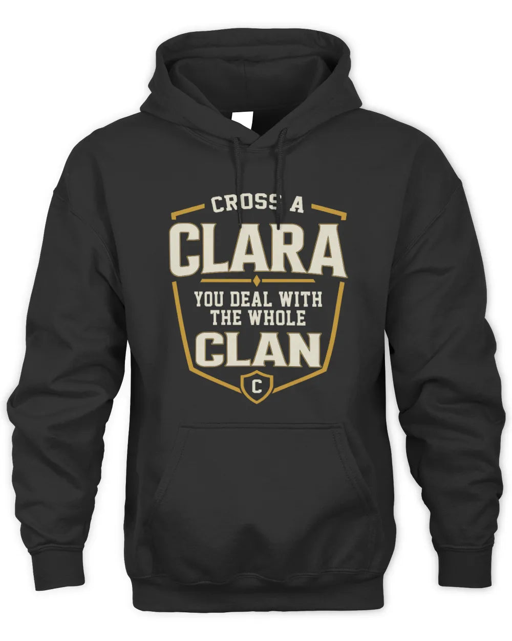 CLARA NT1-K008 Cross A/An NAME, You Deal With the Whole Clan | Personalized Vintage T-Shirt - Unisex Hoodie - Black