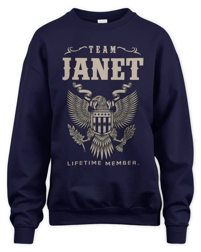 JANET TP06-K82 – Personalized Classic Style Apparel “Team NAME Lifetime Member” - Unisex Sweatshirt - Navy