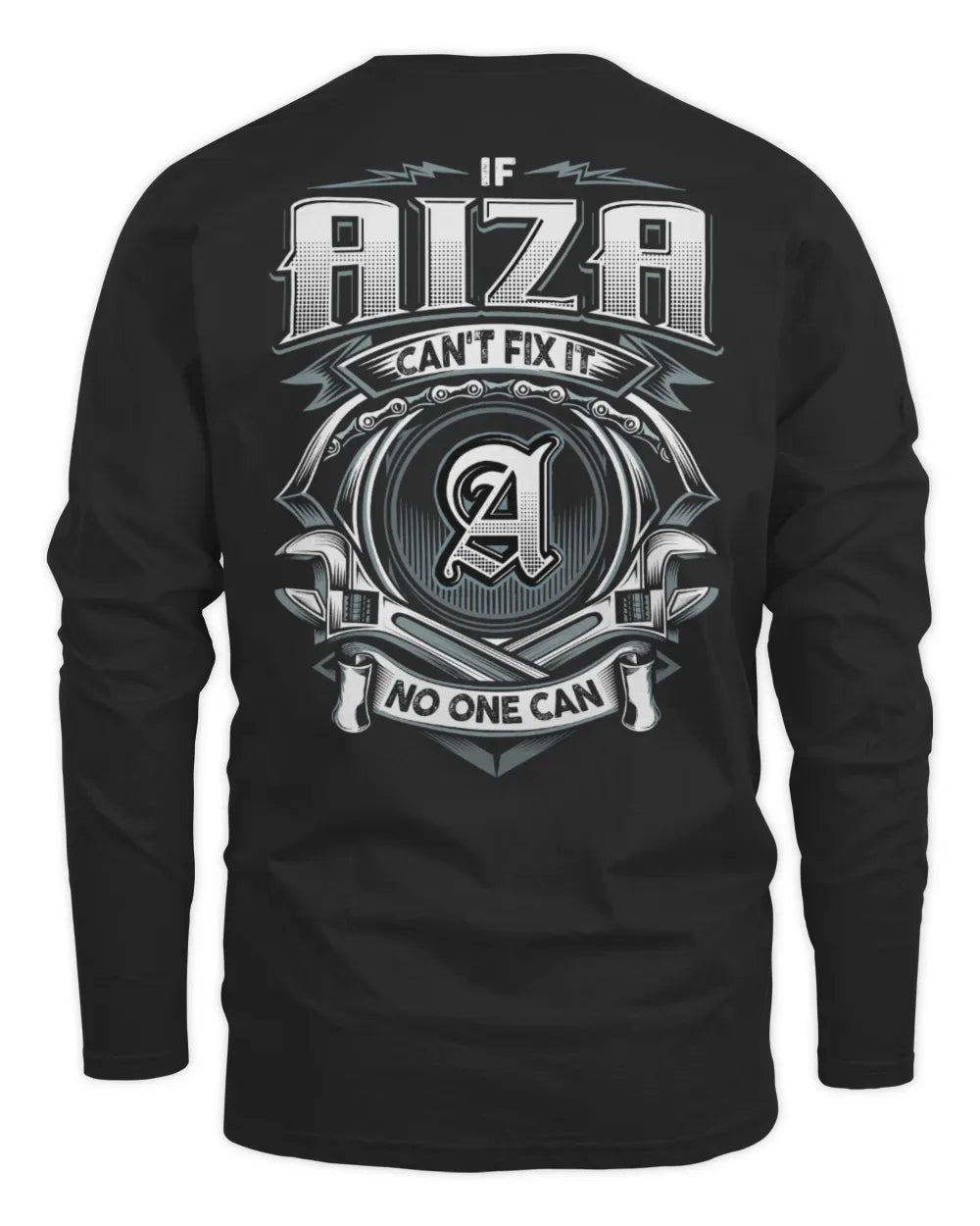 AIZA AP81-K4-626 - Personalized Ahmed Quote Apparel “If Ahmed Can't Fix It, No One Can” - Men's Long Sleeved T-Shirt - Black